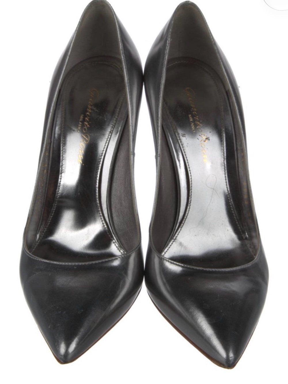 Gianvito Rossi silver Pointed-Toe Leather Pumps